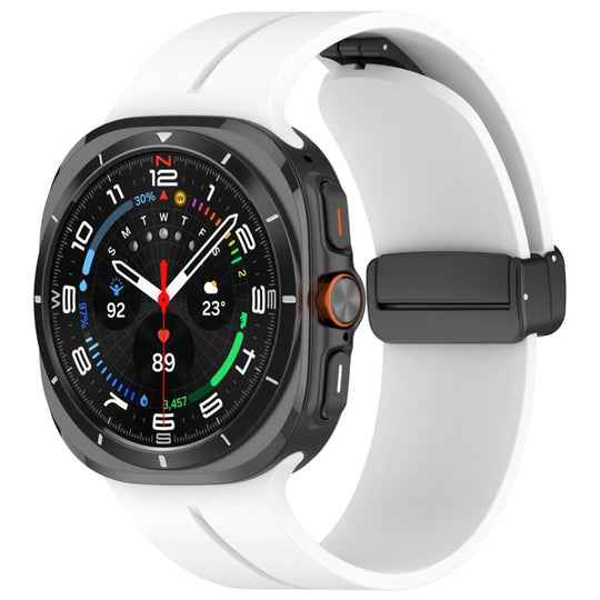 For Galaxy Watch Ultra2 2026 / 2025 / 1 2024 Magnetic Folding Buckle Silicone Watch Band(White)