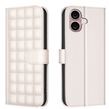 For iPhone 16 Square Texture Leather Phone Case(Beige) - iPhone 16 Cases by buy2fix | Online Shopping UK | buy2fix