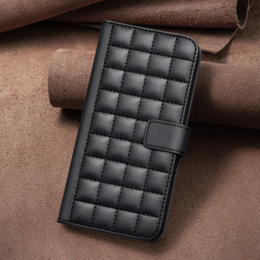 For iPhone 16 Square Texture Leather Phone Case(Black) by buy2fix