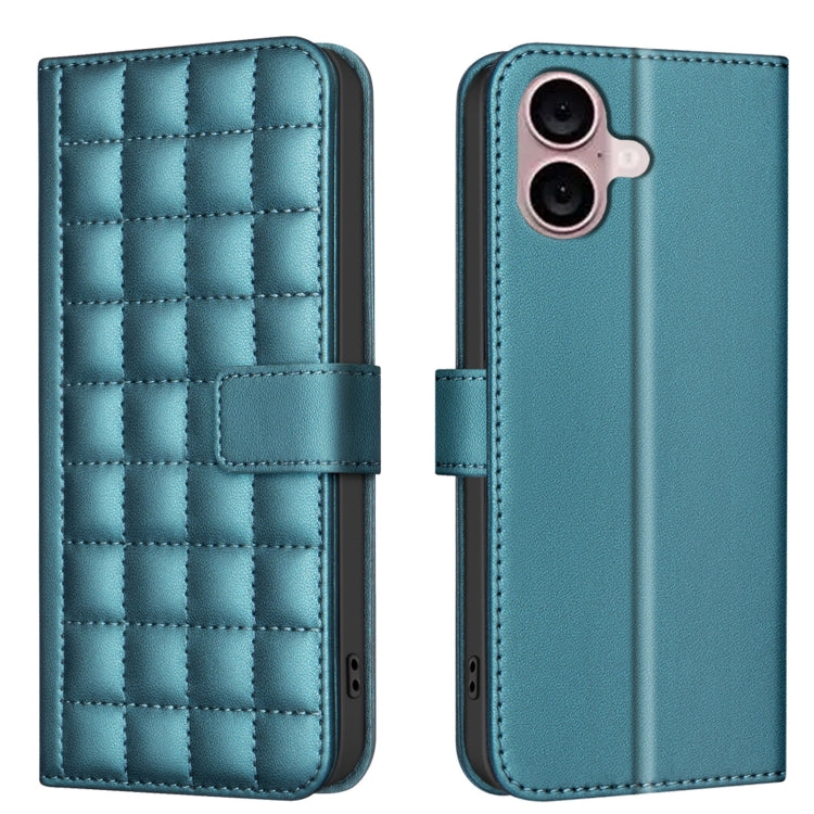 For iPhone 16 Plus Square Texture Leather Phone Case(Green) - iPhone 16 Plus Cases by buy2fix | Online Shopping UK | buy2fix