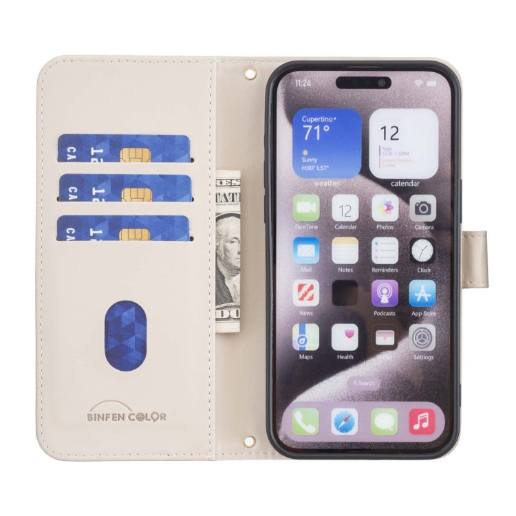 For iPhone 16 Plus Square Texture Leather Phone Case(Beige) - iPhone 16 Plus Cases by buy2fix | Online Shopping UK | buy2fix