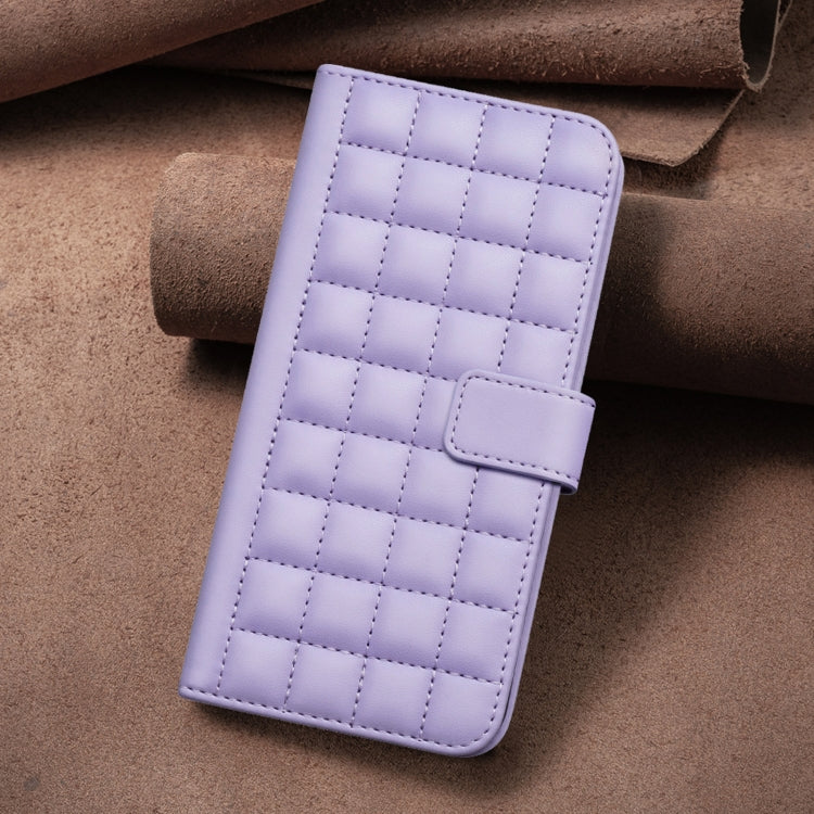 For iPhone 16 Pro Max Square Texture Leather Phone Case(Purple) - iPhone 16 Pro Max Cases by buy2fix | Online Shopping UK | buy2fix