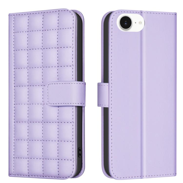 For iPhone 16e Square Texture Leather Phone Case(Purple) by buy2fix