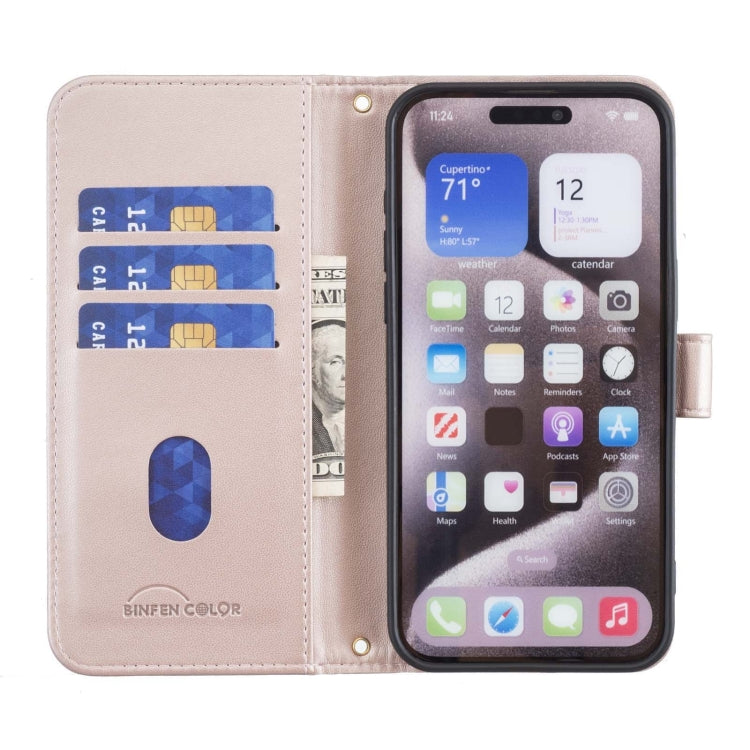 For iPhone 16e Square Texture Leather Phone Case(Rose Gold) by buy2fix