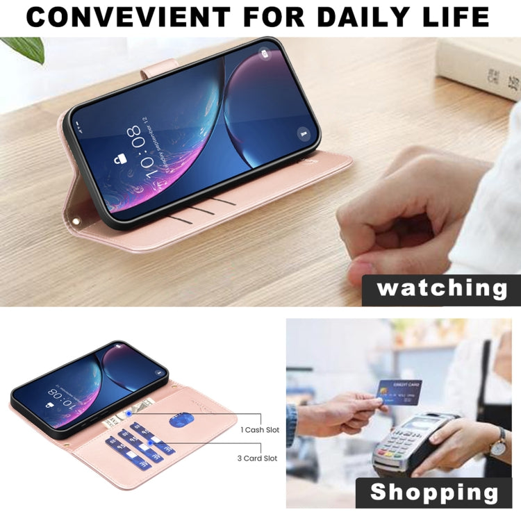 For iPhone 16e Square Texture Leather Phone Case(Rose Gold) by buy2fix