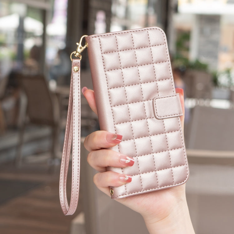 For iPhone 16e Square Texture Leather Phone Case(Rose Gold) by buy2fix