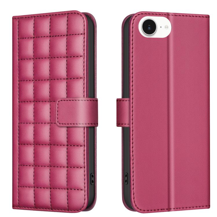 For iPhone 16e Square Texture Leather Phone Case(Red) by buy2fix