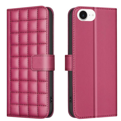 For iPhone 16e Square Texture Leather Phone Case(Red) by buy2fix