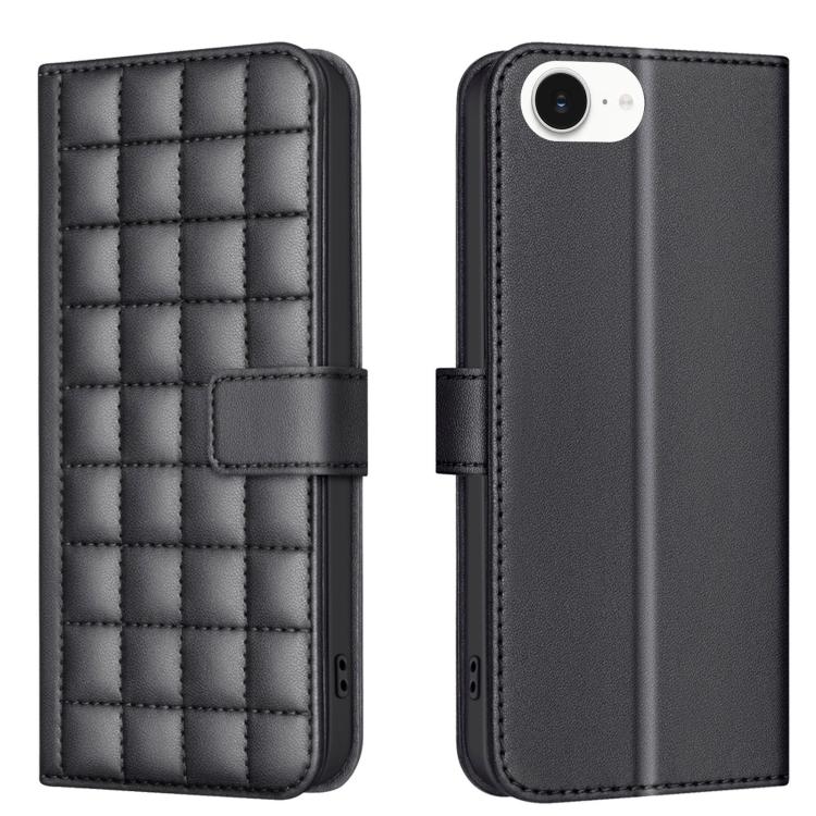 For iPhone 16e Square Texture Leather Phone Case(Black) by buy2fix