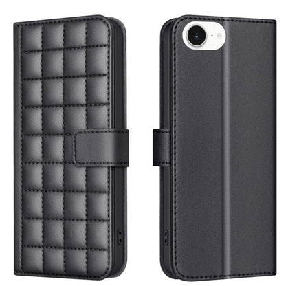 For iPhone 16e Square Texture Leather Phone Case(Black) by buy2fix
