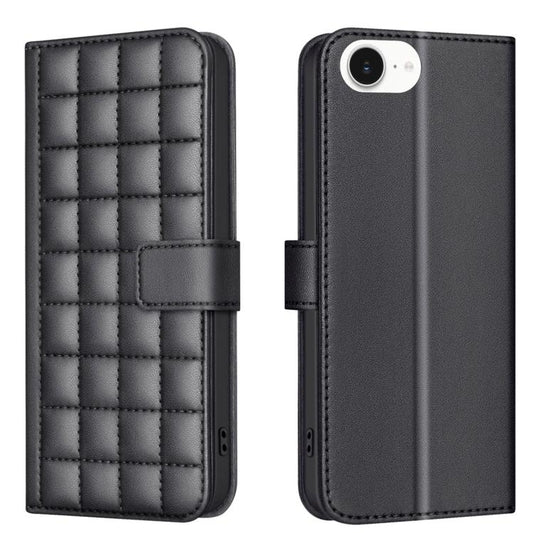For iPhone 16e Square Texture Leather Phone Case(Black) by buy2fix