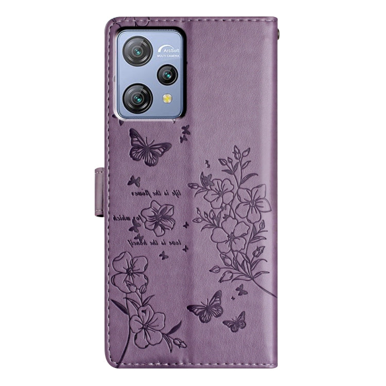 For Blackview A53 / A53 Pro Butterflies and Flowers Leather Phone Case(Purple) - More Brand by buy2fix | Online Shopping UK | buy2fix