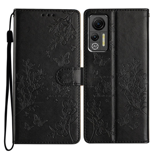For Ulefone Note 14 Butterflies and Flowers Leather Phone Case(Black) by buy2fix