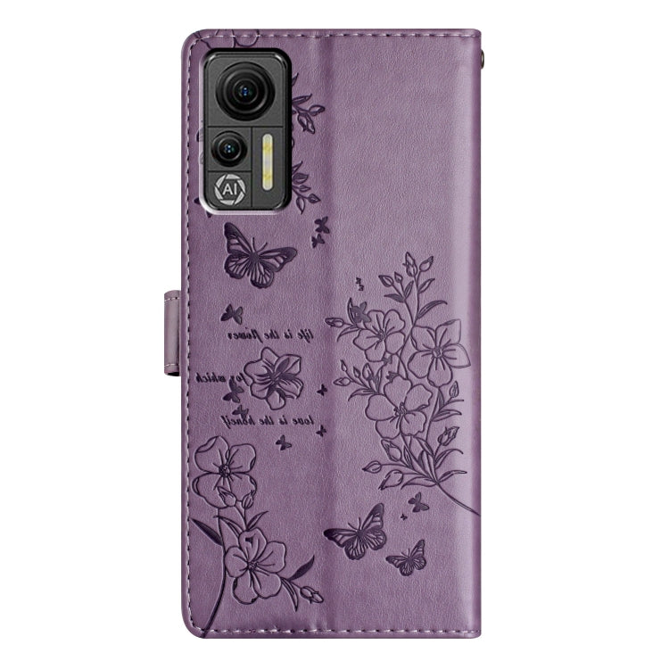 For Ulefone Note 14 Butterflies and Flowers Leather Phone Case(Purple) by buy2fix
