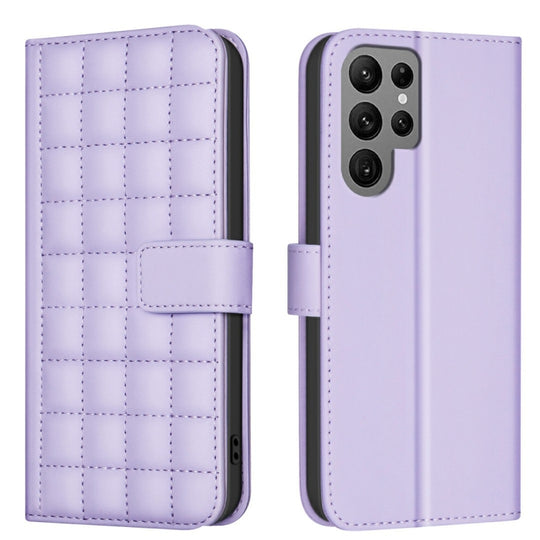 For Samsung Galaxy S25 Ultra 5G Square Texture Leather Phone Case(Purple)