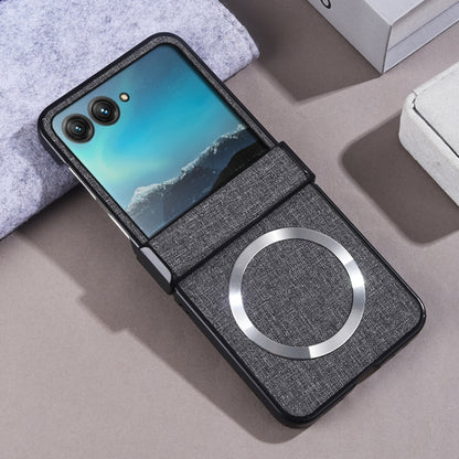 For Motorola Razr 50 Three-stage Folding Magsafe Cloth Texture Phone Case(Grey) by buy2fix