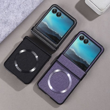 For Motorola Razr 50 Three-stage Folding Magsafe Cloth Texture Phone Case(Grey) by buy2fix