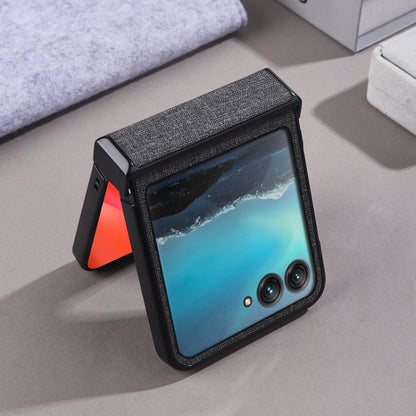 For Motorola Razr 50 Three-stage Folding Magsafe Cloth Texture Phone Case(Grey) by buy2fix