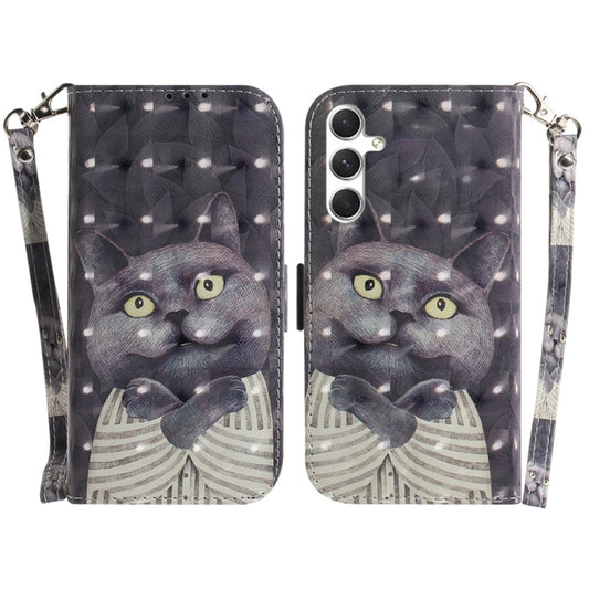 For Samsung Galaxy S25 5G 3D Colored Horizontal Flip Leather Phone Case(Hug Cat) - Galaxy S25 5G Cases by buy2fix | Online Shopping UK | buy2fix