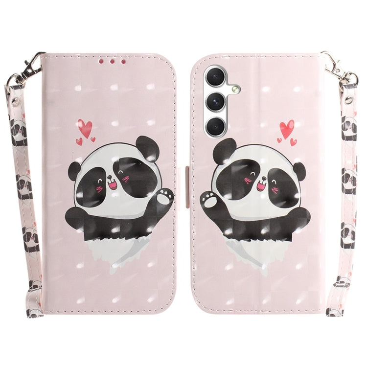 For Samsung Galaxy S25+ 5G 3D Colored Flip Leather Phone Case(Heart Panda) by buy2fix
