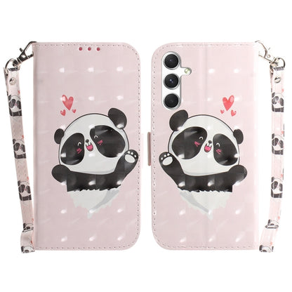 For Samsung Galaxy S25+ 5G 3D Colored Flip Leather Phone Case(Heart Panda) by buy2fix