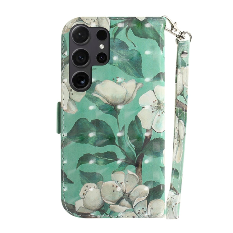 For Samsung Galaxy S25 Ultra 5G 3D Colored Horizontal Flip Leather Phone Case(Watercolor Flower) - Galaxy S25 Ultra 5G Cases by buy2fix | Online Shopping UK | buy2fix