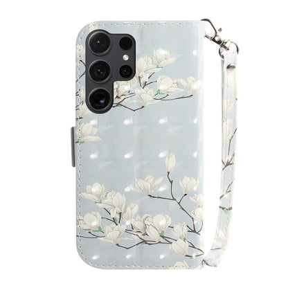 For Samsung Galaxy S25 Ultra 5G 3D Colored Flip Leather Phone Case(Magnolia) by buy2fix