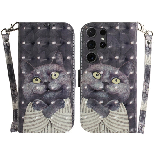 For Samsung Galaxy S25 Ultra 5G 3D Colored Horizontal Flip Leather Phone Case(Hug Cat) - Galaxy S25 Ultra 5G Cases by buy2fix | Online Shopping UK | buy2fix