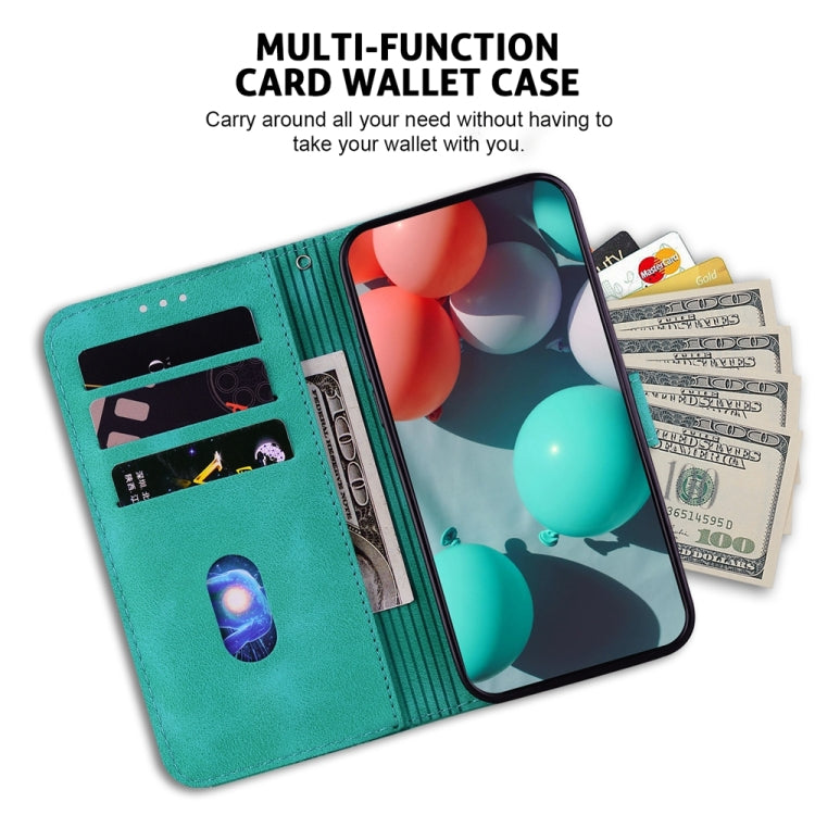 For Samsung Galaxy S25 5G Seven-shaped Embossed Leather Phone Case(Green) by buy2fix