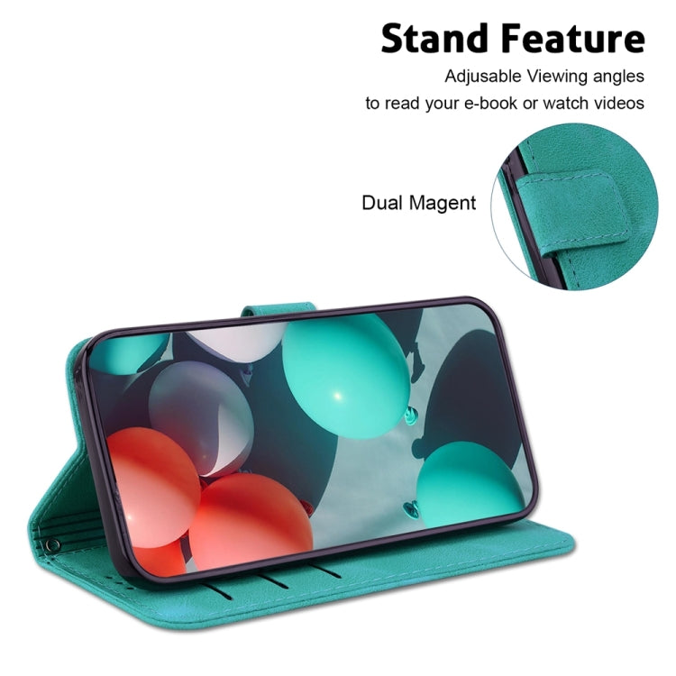 For Samsung Galaxy S25+ 5G Seven-shaped Embossed Leather Phone Case(Green) by buy2fix