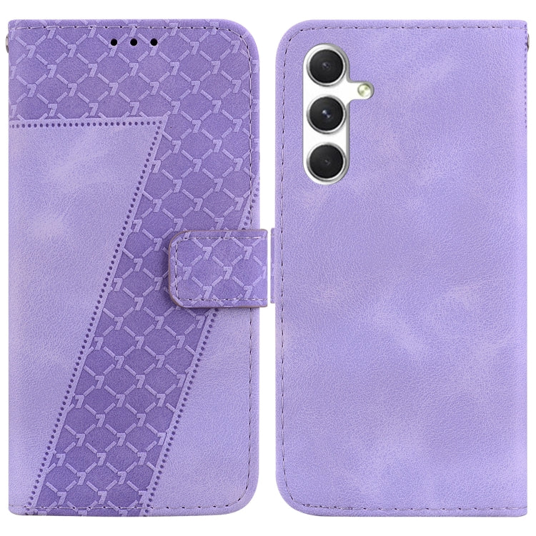 For Samsung Galaxy S25+ 5G Seven-shaped Embossed Leather Phone Case(Purple) by buy2fix