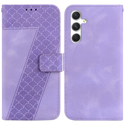 For Samsung Galaxy S25+ 5G Seven-shaped Embossed Leather Phone Case(Purple) by buy2fix