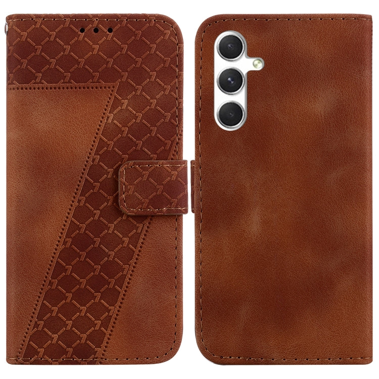 For Samsung Galaxy S25+ 5G Seven-shaped Embossed Leather Phone Case(Brown) by buy2fix