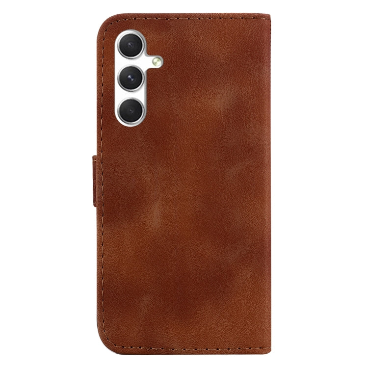 For Samsung Galaxy S25+ 5G Seven-shaped Embossed Leather Phone Case(Brown) by buy2fix