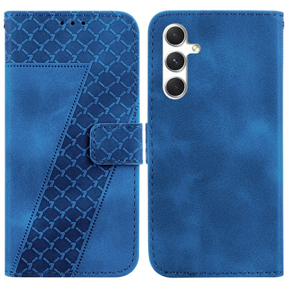 For Samsung Galaxy S25+ 5G Seven-shaped Embossed Leather Phone Case(Blue) by buy2fix