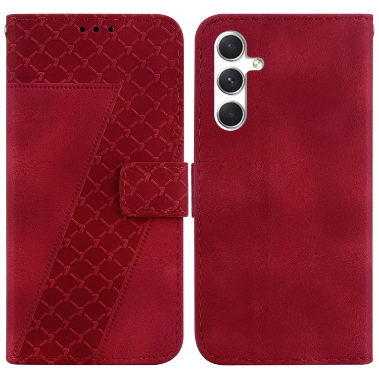 For Samsung Galaxy S25+ 5G Seven-shaped Embossed Leather Phone Case(Red) by buy2fix