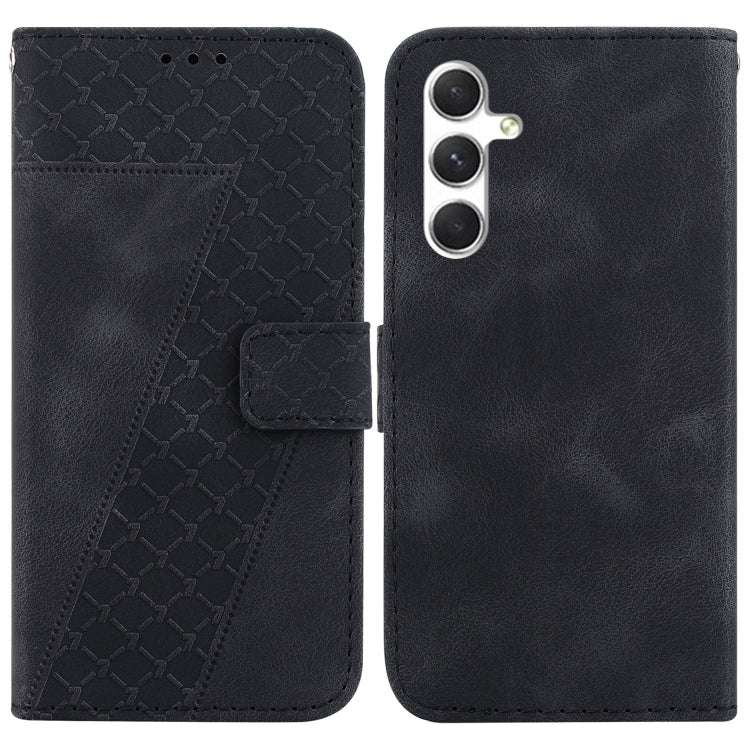 For Samsung Galaxy S25+ 5G Seven-shaped Embossed Leather Phone Case(Black) by buy2fix