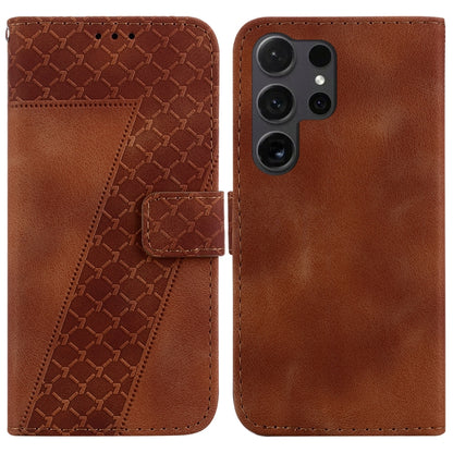 For Samsung Galaxy S25 Ultra 5G Seven-shaped Embossed Leather Phone Case(Brown) by buy2fix