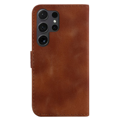 For Samsung Galaxy S25 Ultra 5G Seven-shaped Embossed Leather Phone Case(Brown) by buy2fix