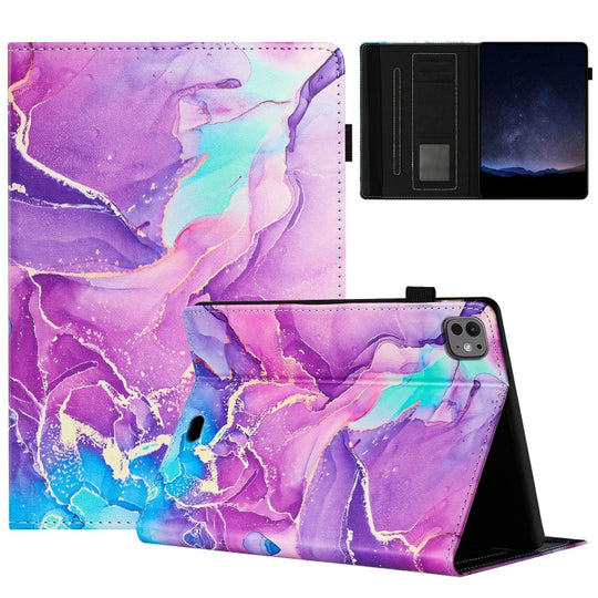 For iPad Air 11 2026 / 2025 / 2024 Marble Litchi Leather Smart Tablet Case(Purple)