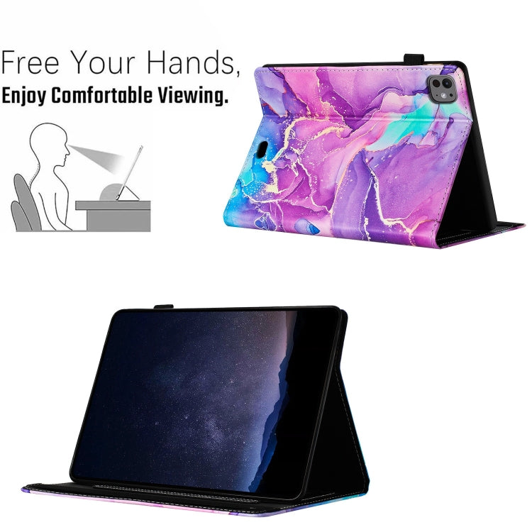 For iPad Air 11 2024 / 2022 / 2020 10.9 Marble Litchi Leather Smart Tablet Case(Purple) - iPad Air 11 2024 Cases by buy2fix | Online Shopping UK | buy2fix