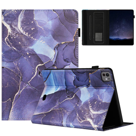 For iPad Air 11 2026 / 2025 / 2024 Marble Litchi Leather Smart Tablet Case(Grey)