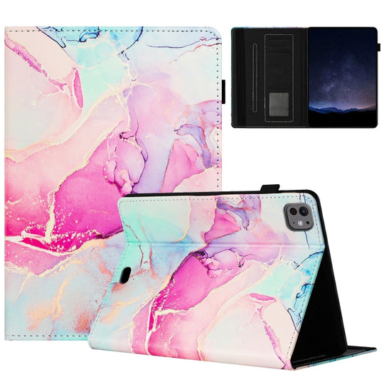 For iPad Air 11 2026 / 2025 / 2024 Marble Litchi Leather Smart Tablet Case(Pink)