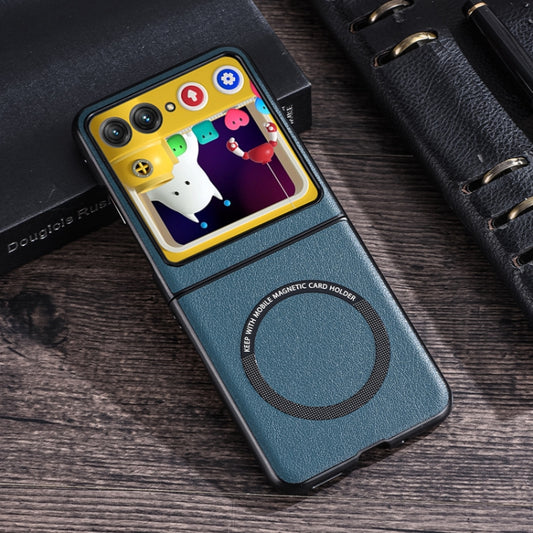 For Motorola Razr 50 Folding PU MagSafe Magnetic Phone Case(Green) by buy2fix