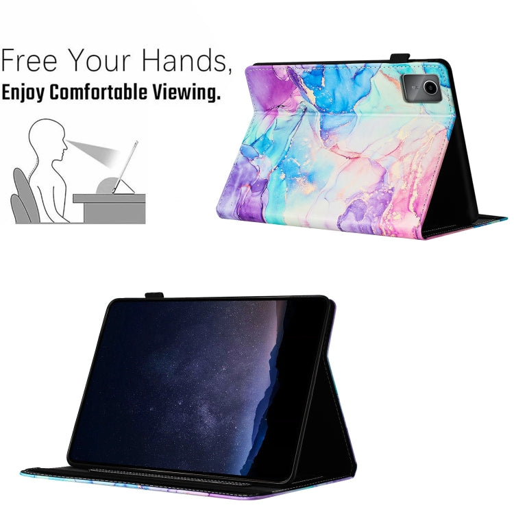 For Lenovo Tab M11/ Xiaoxin Pad 11 2024 Marble Litchi Leather Smart Tablet Case(Purple Blue) - Lenovo by buy2fix | Online Shopping UK | buy2fix