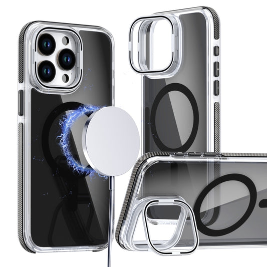 For iPhone 16 Pro Max Magsafe Dual-Color Transparent Black Lens Holder Phone Case(Black) - iPhone 16 Pro Max Cases by buy2fix | Online Shopping UK | buy2fix