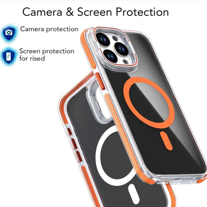 For iPhone 16 Plus Magsafe Dual-Color Transparent Black Lens Holder Phone Case(White) - iPhone 16 Plus Cases by buy2fix | Online Shopping UK | buy2fix