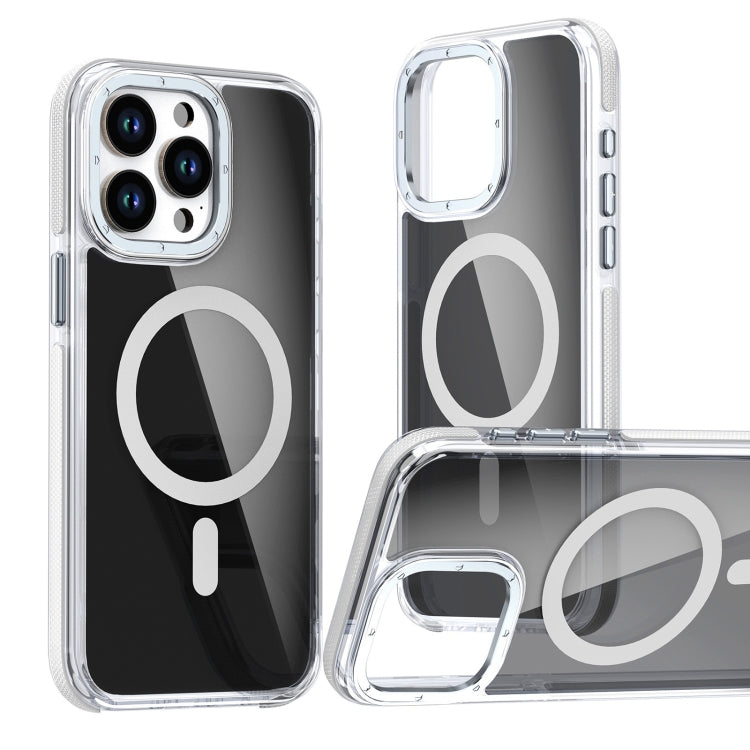 For iPhone 16 Pro Max Magsafe Dual-Color Transparent Black Full Coverage Phone Case(White) - iPhone 16 Pro Max Cases by buy2fix | Online Shopping UK | buy2fix