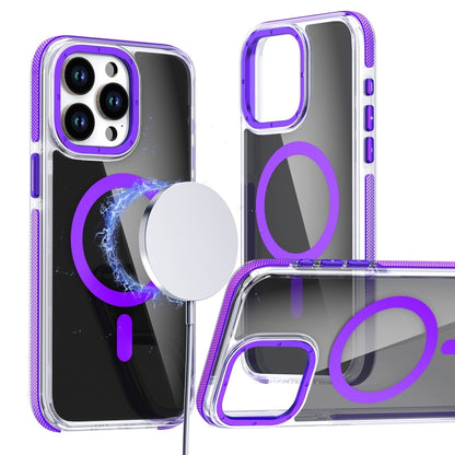 For iPhone 16 Pro Magsafe Dual-Color Transparent Black Full Coverage Phone Case(Purple) - iPhone 16 Pro Cases by buy2fix | Online Shopping UK | buy2fix