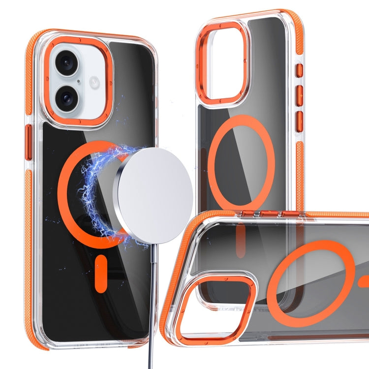 For iPhone 16 Plus Magsafe Dual-Color Transparent Black Full Coverage Phone Case(Orange) - iPhone 16 Plus Cases by buy2fix | Online Shopping UK | buy2fix